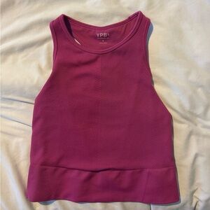 YPB pink ribbed workout top